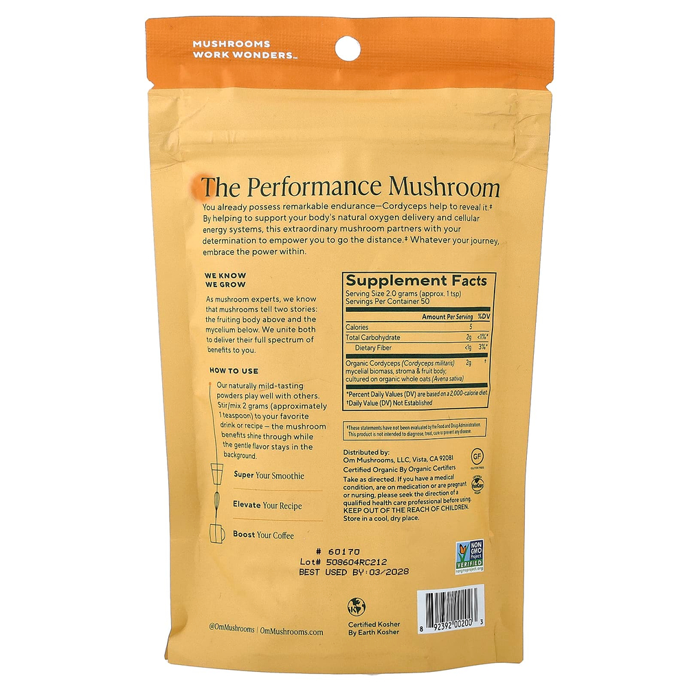 Om Mushrooms, грибной порошок, кордицепс, 100 г (3,5 унции)
