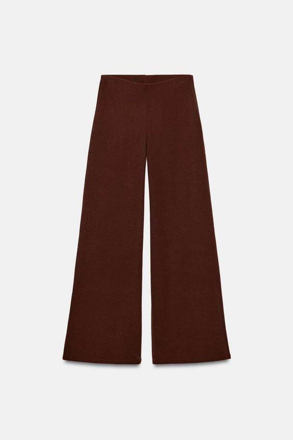 ZARA ШИРОКИЕ ФАКТУРНЫЕ БРЮКИ, КОРИЧНЕВЫЙ
