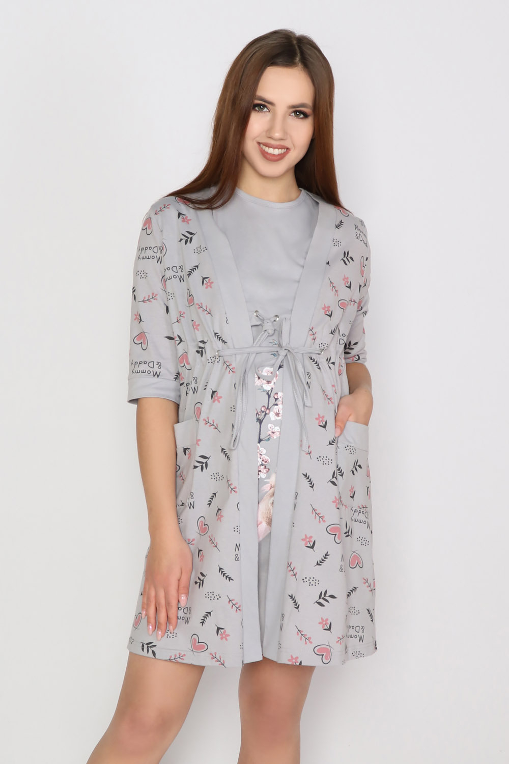 Пижама женская сорочка+халат модель КЖ 0224 кулирка