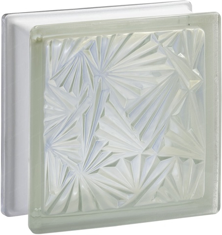 Стеклоблок Vitrablok Мороз Жемчуг 19x19x8 - окрашенный внутри