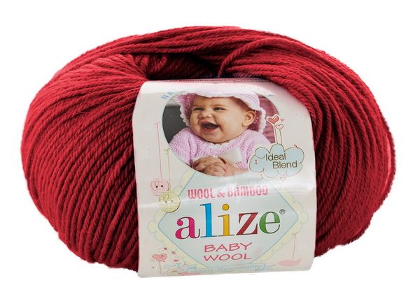 Пряжа Baby wool ( Alize) 106 темно-красный, фото