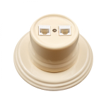 Розетка RJ45 информационная двойная, керамика, цвет Песочное золото B1-302-04