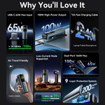 20000mAh Power Bank (USB-C + USB-C/USB-C/USB-A) 165W Gray TFT Display Type