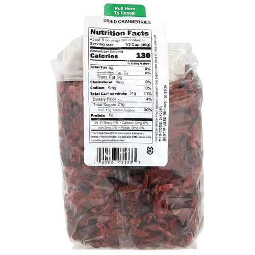 Bergin Fruit and Nut Company, сушеная клюква, 340 г (12 унций)