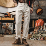 Американские ретро- белые джинсы для мужчин, свободные прямые брюки