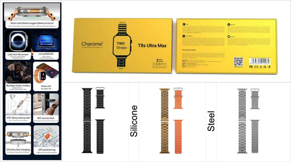 Смарт-часы CHAROME T8S Ultra Max (золото) Call Version