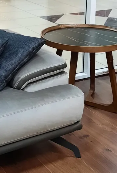 Журнальный столик Vario Ø60х52 см, черная керамика, орех