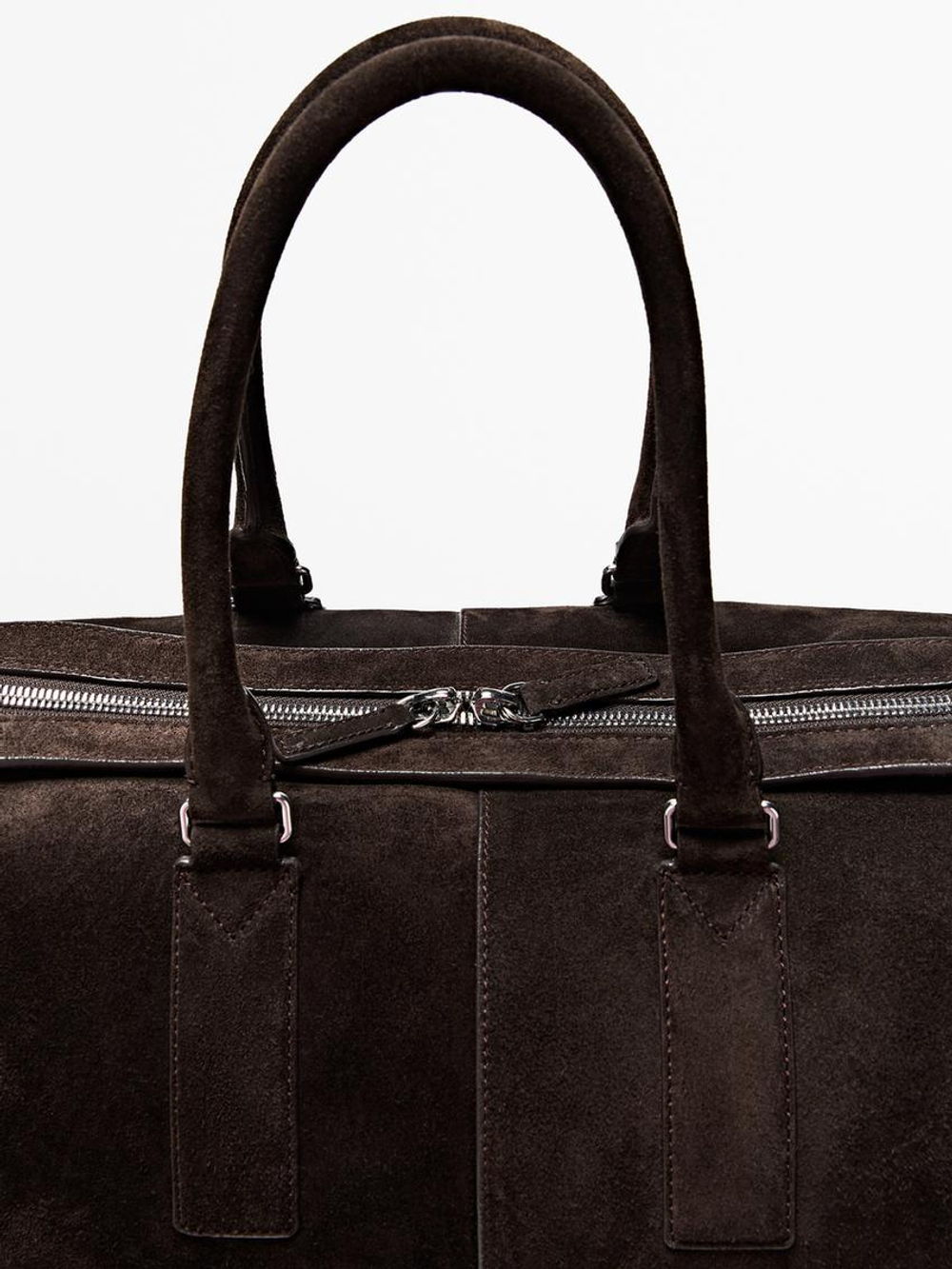 Massimo Dutti Дорожная сумка из замшевой кожи, коричневый