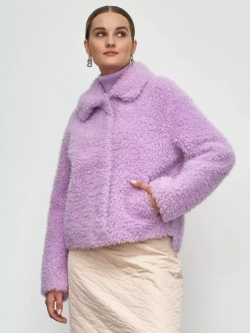 Шуба чебурашка тедди из шерсти, розовая, SilverFox