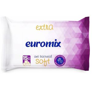 Салфетки влажные Euromix антибактериальные Soft в ассортименте 15 шт/упак
