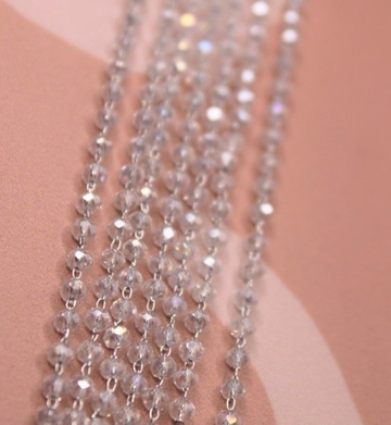 Цепь прозрачные бусины 3 мм