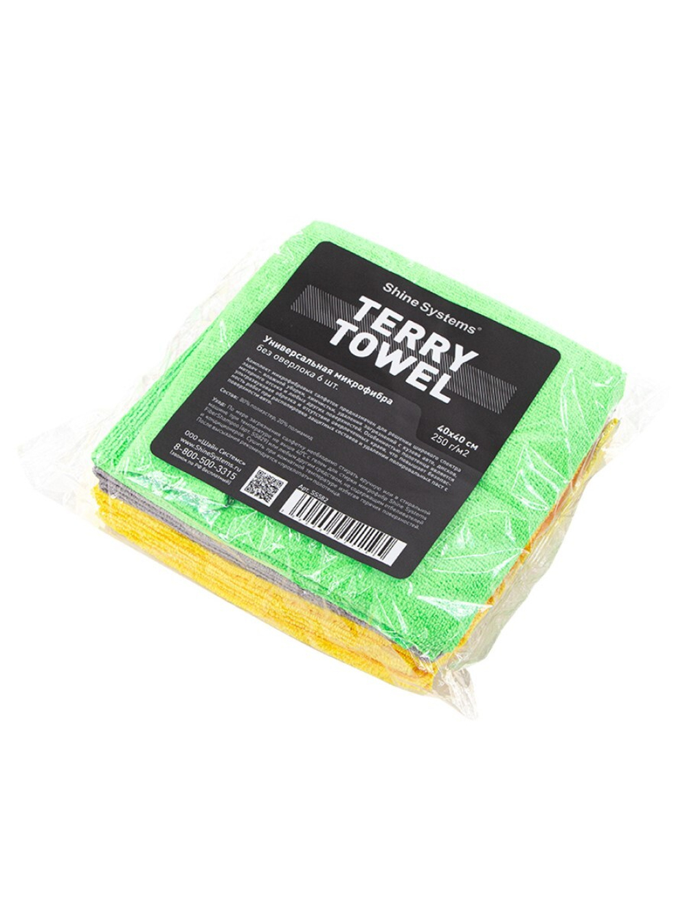 Shine Systems Terry Towel - универсальная микрофибра без оверлока 40*40см, 6 шт