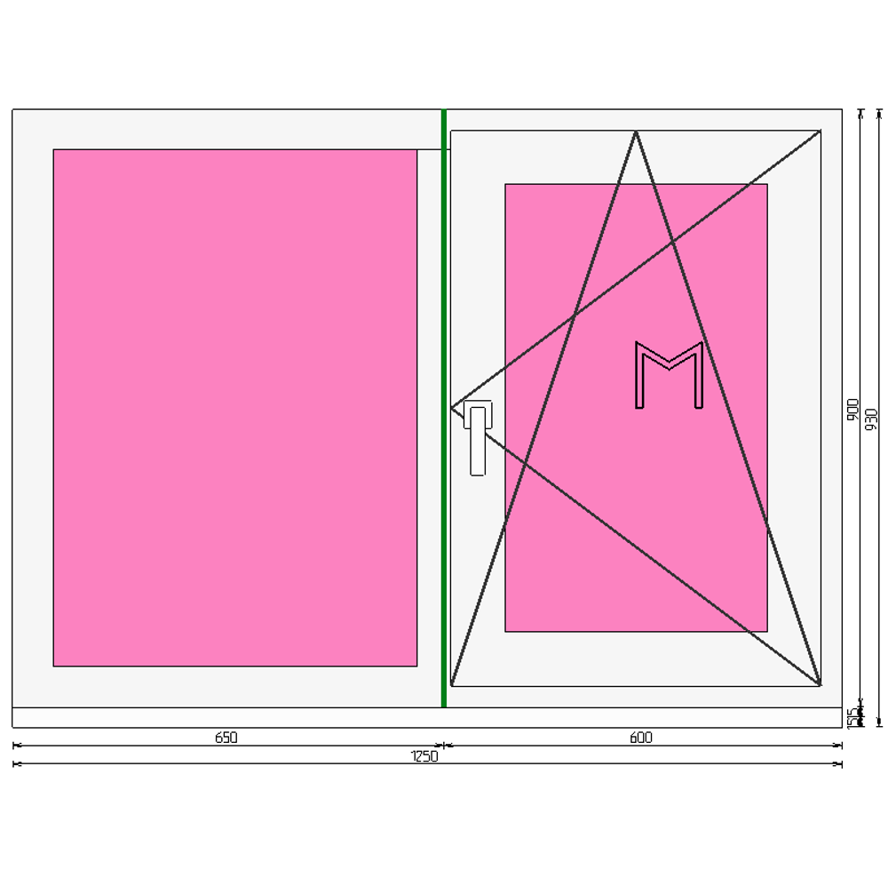Пластиковое окно 900 х 1250 ТермА Эко + Москитная сетка