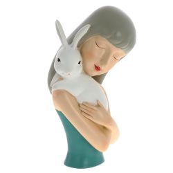 GAEM Фигурка декоративная "Девочка с кроликом", L14 W13 H25 см