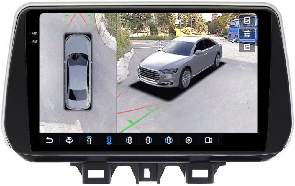 Магнитола для Hyundai Tucson 3 2018-2021 - FarCar BX1135M-360 монитор 9.5" 2K QLED на Android 13, 6Гб+128Гб, CarPlay, 4G SIM-слот, 4 камеры в комплекте