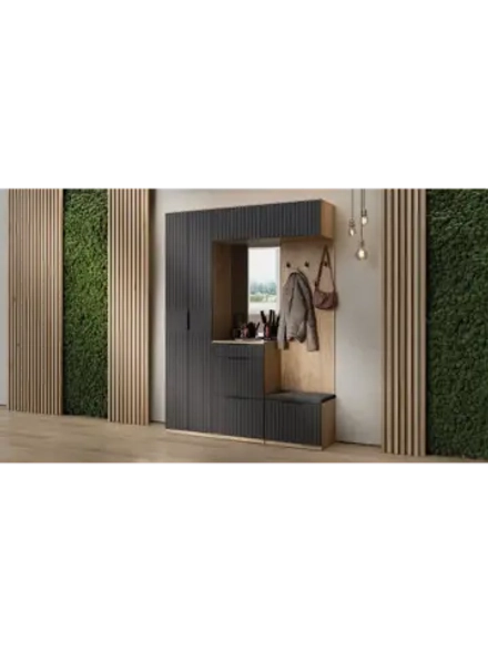 Прихожая с зеркалом Дуб Крафт золотой 165х43х226