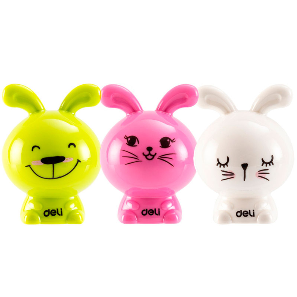 Точилка DELI "Magic Zoo" животные, пластиковая, 1 отверстие, с контейнером, ассорти