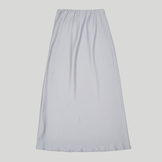 Silk Long Skirt Silver