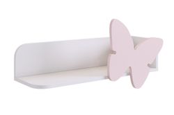 Полка навесная Бабочка "Зефир", (Белое дерево/пудра розовая (эмаль))