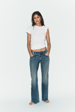 ZARA ДЖИНСЫ TRF BOOTCUT С НИЗКОЙ ПОСАДКОЙ, СИНИЙ