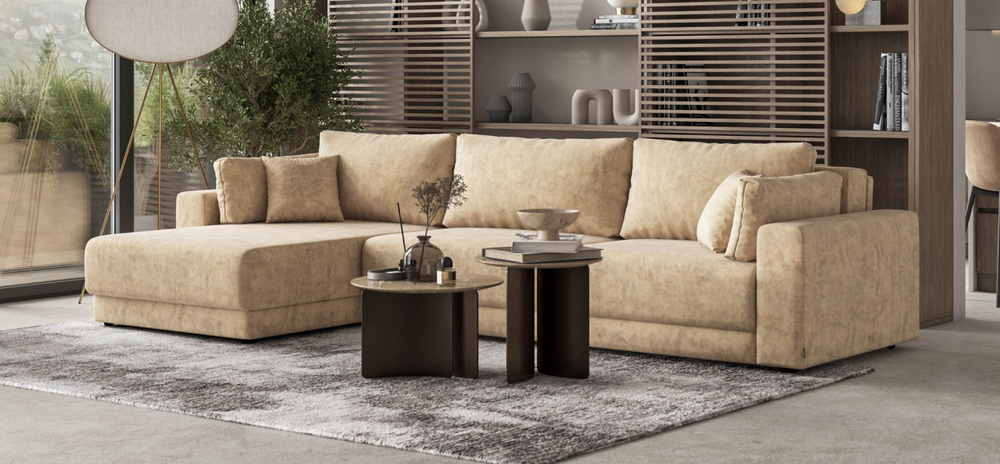 Угловой диван Босс Прайм Макс Велюр Роял шампань