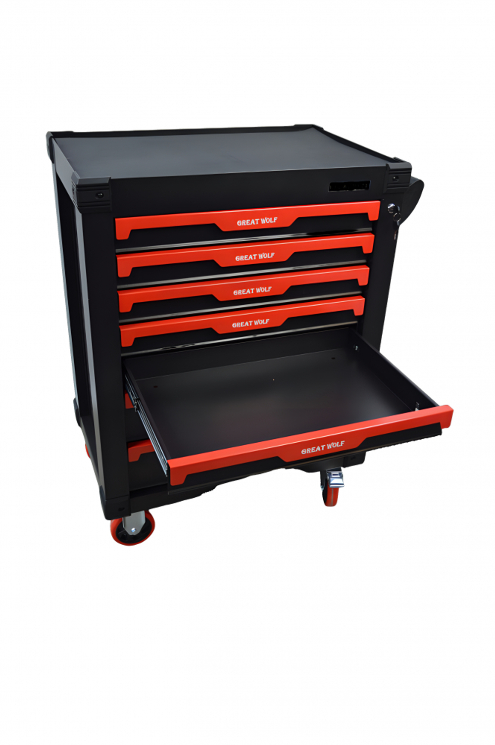 Инструментальная тележка GW-7ST Black (Great Wolf) 7 ящиков, увеличенные колеса с тормозом, ЦЗ, усиленная