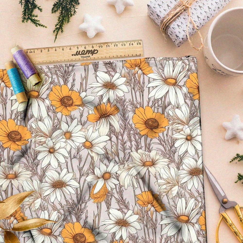 Ткань премиум Оксфорд 600D спокойная флоральная мелодия