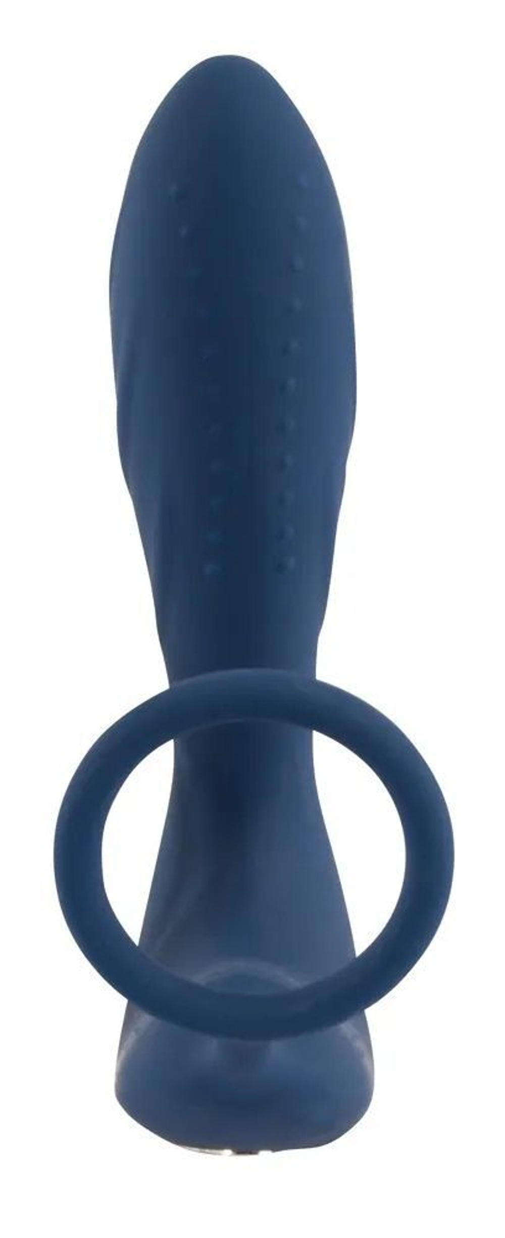 Синий вибростимулятор простаты с кольцом - 14,5 см. (Цвет: синий)
