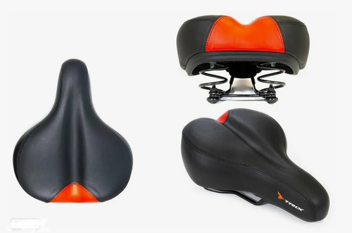 Седло TRIX комфорт 260x180 мм, пружинное, красно-черное (25)