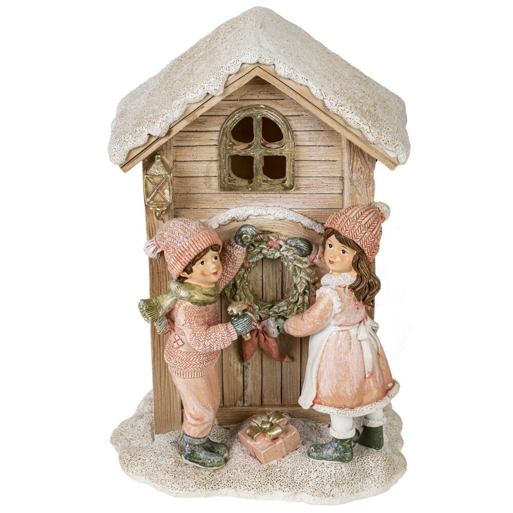 GAEM Фигурка декоративная с подсветкой "Дети и домик", L13 W10 H19 см