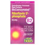 Natural Factors, BioCoenzymated ™, B2, рибофлавин 5'-фосфат, 50 мг, 30 вегетарианских капсул
