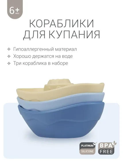 Игрушка для ванной edda Кораблик 3 шт Небо