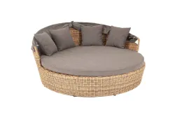 "Стильяно" плетеная кровать круглая, цвет соломенный