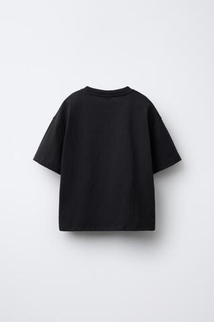 ZARA ФУТБОЛКА HEAVY WEIGHT С ПРИНТОМ, ТЕМНЫЙ АНТРАЦИТ