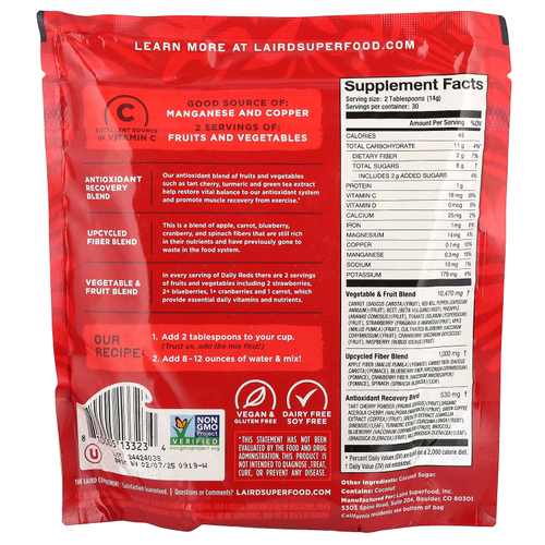 Laird Superfood, Ежедневные красные с антиоксидантами, 420 г (14,8 унции)