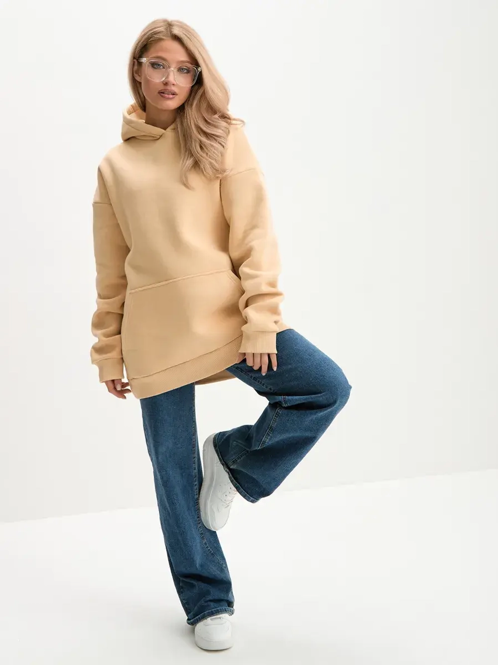 Худи оверсайз с капюшоном теплое с начесом