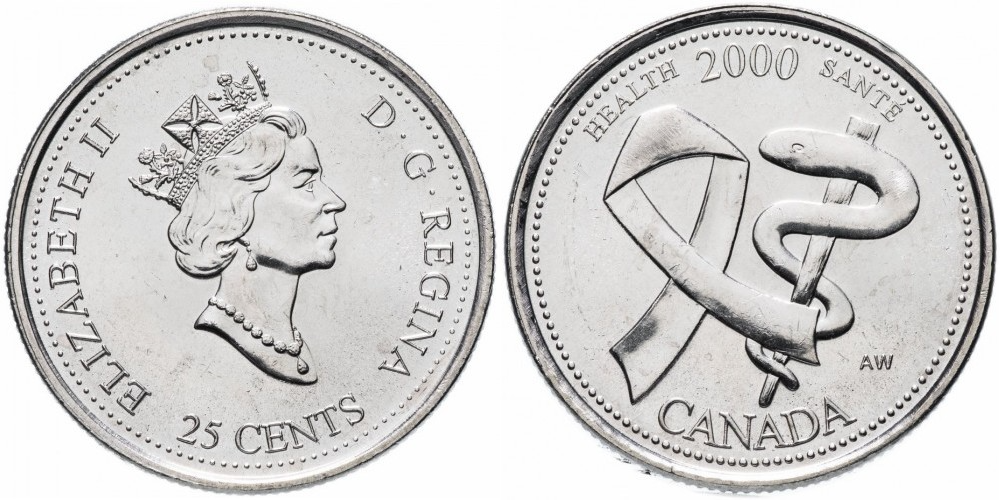 Канада 25 центов, 2000 Здоровье