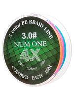 Шнур плетеный для рыбалки Ryobi NUM ONE PE4X-100M Multi Colour 3.5#/0,310 mm