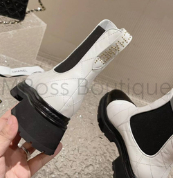 Белые стеганные ботинки челси Chanel премиум класса