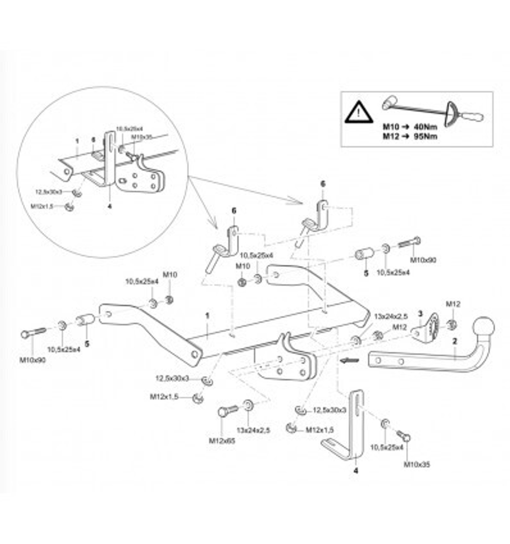 Фаркоп Westfalia 316201600001 Renault Kangoo 1997-2008, Nissan Kubistar 2002-2009(паспорт и сертификат в комплекте)(без электрики)