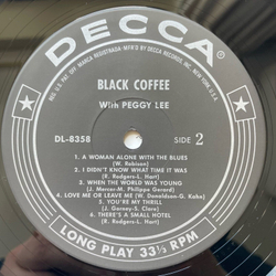 Винтажная виниловая пластинка LP Peggy Lee Black Coffee (Япония 1995) (Оби)
