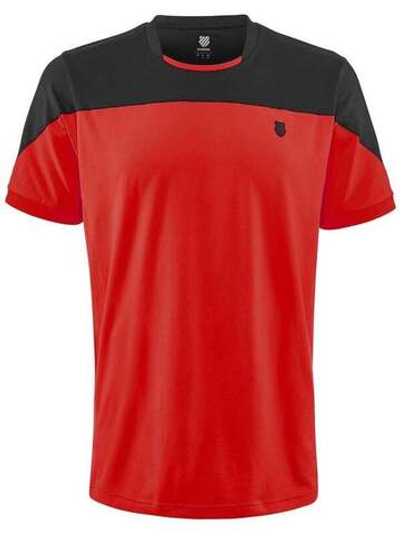 Футболка мужская теннисная K-Swiss Hypercourt Block Crew Tee - lollipop/black