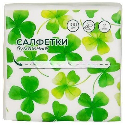 Салфетка V-сложение 21х11 (2 сл.) 100 л."Gratias Клевер Non Stop" белая (1/60 шт.)