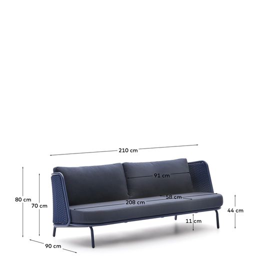 Уличный 3-местный диван Sedalis из алюминия и синей веревки 210 см La Forma Испания 