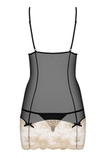 Черный пеньюар с бежевым кружевом Bisquella SM (42-44) (Цвет: бежевый с черным)