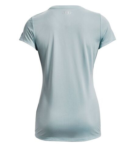Женская теннисная футболка Under Armour Women's UA Tech™ Solid Logo Arch Short Sleeve - небесный
