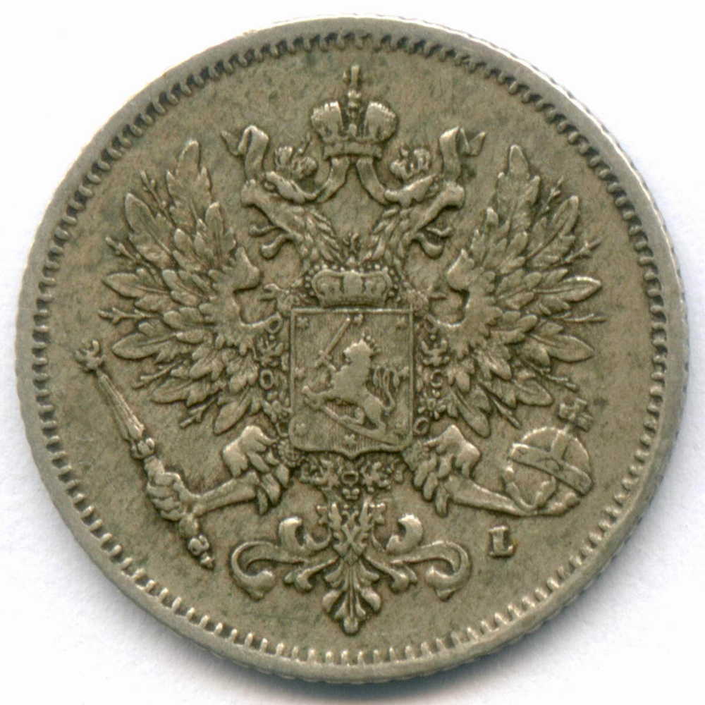 25 пенни 1909 год (L). Россия для Финляндии. XF
