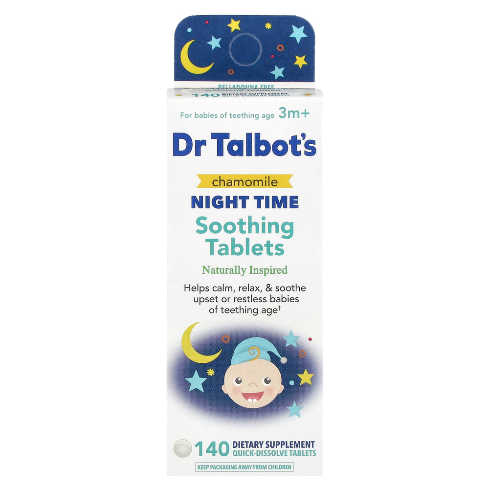Dr. Talbot's, успокаивающие таблетки с ромашкой для приема перед сном, от 3 мес, 140 быстрорастворимых таблеток