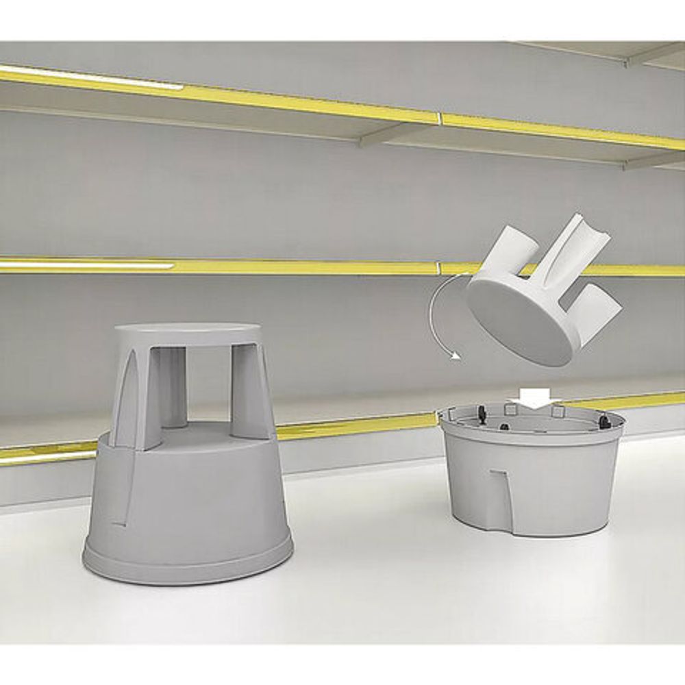 Стремянка-табурет передвижная, 2 ступени, на колесах (под нагрузкой статична), 43 см, пластик, до 150 кг, 602306