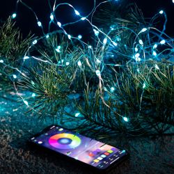 Светодиодная новогодняя гирлянда ЭРА ЕGNIG - PU нить с управлением через мобильное приложение 5м RGB 50LED | Гирлянды